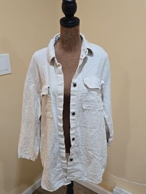 ZARA TAN Linen Button-Down Shirt!!